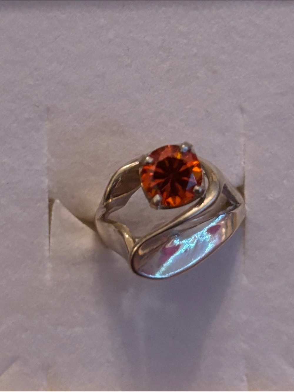 Vintage Estate Sterling Silver Orange Stone Ring
